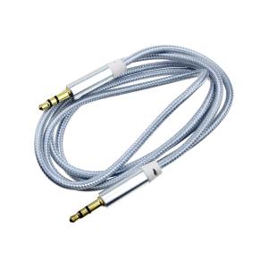 Шнур J3.5-J3.5 0.9м разъем металл, шнур оплетка ткань, серый