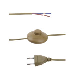 Шнур сетевой 1.7м с выключателем, кнопка, коричневый Navigator, для бра