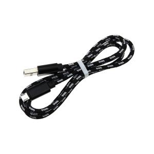 Шнур USB A-Micro-USB B (Android) 5PIN 1.0м оплетка ткань, зебра черно-белый