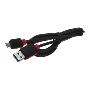 Шнур USB A-microUSB B 5PIN 1.0м черный с красным