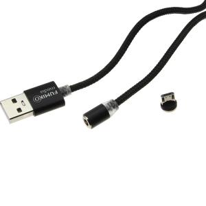Шнур USB A-microUSB B 5PIN 1.0м магнитный, 2,4А Fumiko, черный