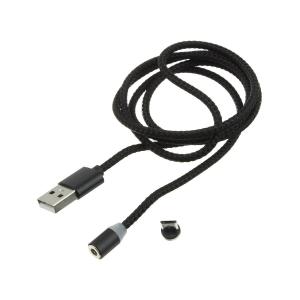 Шнур USB A-microUSB B 5PIN 1.0м магнитный оплетка ткань