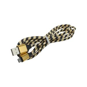 Шнур USB A-microUSB B 5PIN 1,8м оплетка ткань, бежево-черный