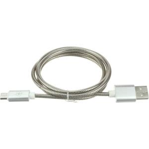 Шнур USB A-microUSB B 5PIN 1м оплетка металл, бронированный