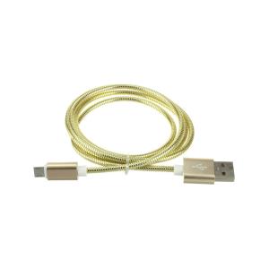 Шнур USB A-microUSB B 5PIN 1м оплетка металл, бронированный