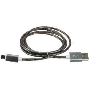Шнур USB A-microUSB B 5PIN 1м оплетка металл, бронированный