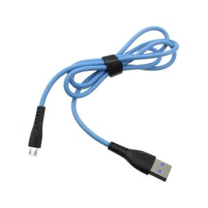 Шнур USB A-microUSB B 5PIN 1м силикон, морозостойкий, 3.5А, OTG, голубой, быстрая зарядка