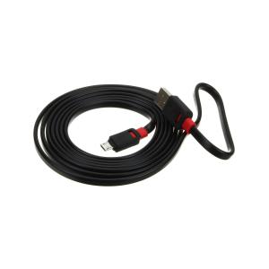 Шнур USB A-microUSB B 5PIN 2.0м плоский, черный