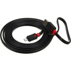 Шнур USB A-microUSB B 5PIN 2.0м плоский, черный