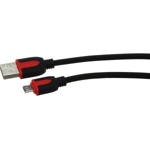Шнур USB A-microUSB B 5PIN 3м оплетка "карбон"