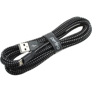 Шнур USB A-microUSB B 5PIN 3м оплетка ткань, Perfeo