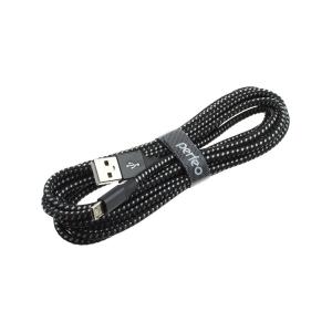 Шнур USB A-microUSB B 5PIN 3м Perfeo U4802 оплетка ткань