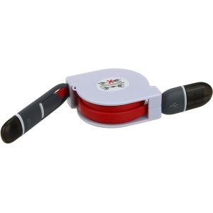 Шнур USB A-microUSB B/iPhone 5 1.0м плоский кабель на рулетке