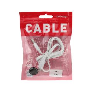 Шнур USB A-USB Type C 1,0м Smartbuy, плоский, белый