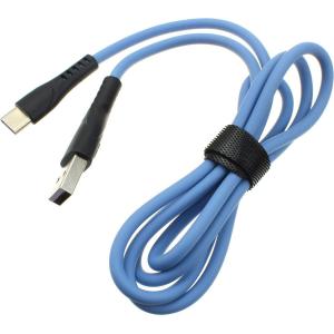Шнур USB A-USB Type C 1м морозостойкий, 5А, голубой, быстрая зарядка