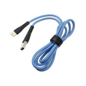 Шнур USB A-USB Type C 1м морозостойкий, 5А, голубой, быстрая зарядка