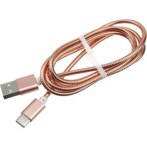 Шнур USB A-USB Type C 1м оплетка металл, бронированный, медный