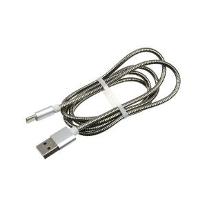 Шнур USB A-USB Type C 1м оплетка металл, бронированный, silver