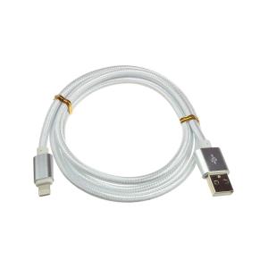 Шнур USB дата-кабель совместимый с iPhone 5 1м оплетка ткань