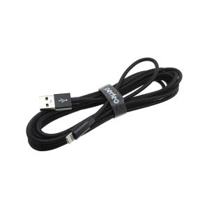 Шнур USB дата-кабель совместимый с iPhone 5 3м Perfeo, нейлон черный I4304