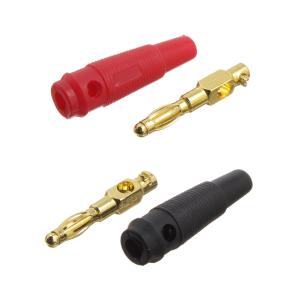 Штекер приборный "Банан" пара красный, черный, gold под винт