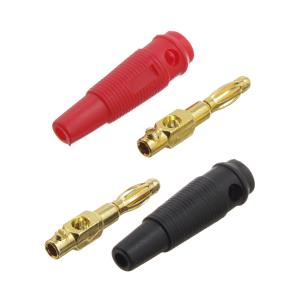 Штекер приборный "Банан" пара красный, черный, gold под винт