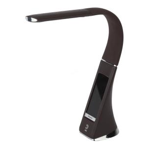 Светильник настольный ЭРА NLED-461-7W-BR часы, сенсорный с диммером 7Вт, коричневый