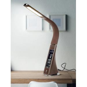 Светильник настольный ЭРА NLED-461-7W-BR часы, сенсорный с диммером 7Вт, коричневый