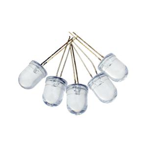 Светодиод 10мм, цвет желтый, линза прозрачная, упаковка 5шт