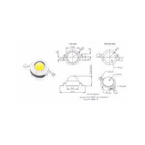Светодиод 1W 240-260Lm, белый теплый, 350mA, 2700-3000К