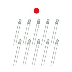 Светодиод 3мм, цвет красный, прозрачная линза 3V, упаковка 10 штук