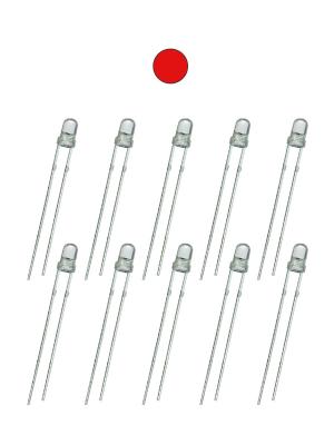 Светодиод 3мм, цвет красный, прозрачная линза 3V, упаковка 10 штук