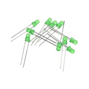 Светодиод 3мм, цвет зеленый, зеленая линза, упаковка 10шт