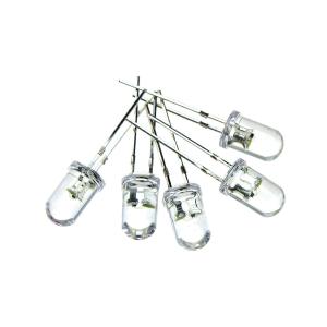 Светодиод 5мм, 3V цвет белый, мигающий, линза прозрачная, упаковка 5 штук