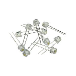 Светодиод 5мм, 3V, цвет белый теплый, прозрачная линза 120*, упаковка 10шт