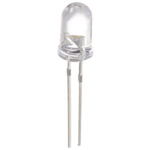 Светодиод 5мм, 3V, цвет белый теплый, прозрачная линза, упаковка 10шт