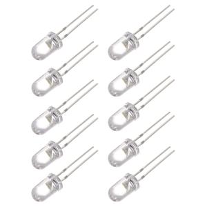 Светодиод 5мм, 3V, цвет белый теплый, прозрачная линза, упаковка 10шт