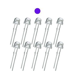 Светодиод 5мм, 3V, цвет фиолетовый, прозрачная линза 120*, упаковка 10шт