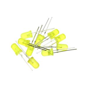 Светодиод 5мм, 3V цвет желтый, линза желтая, упаковка 10 штук