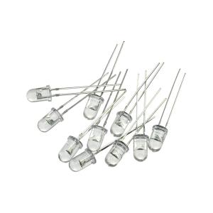 Светодиод 5мм, цвет белый холодный, прозрачная линза, упаковка 10шт