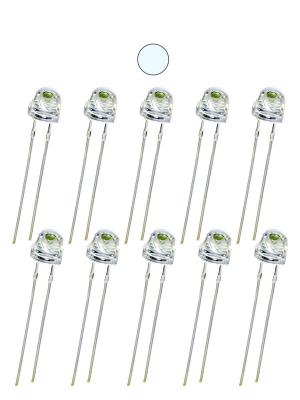 Светодиод 5мм, цвет белый, прозрачная линза 120* 3V, упаковка 10шт