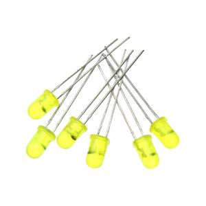 Светодиод 5мм, цвет желтый, мигающий 12В, упаковка 6 штук