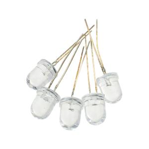 Светодиод 8мм, цвет изумрудный, линза прозрачная, упаковка 5шт