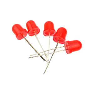 Светодиод 8мм, цвет красный, красная матовая линза, упаковка 5шт