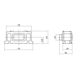 Тактовая кнопка 3.5*8 h3.6мм 2pin 90* SMD