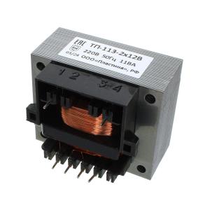 Трансформатор 2*12В 1А низкочастотный, ТП-113-2х12В, сетевой, 2 выхода по 0.5А