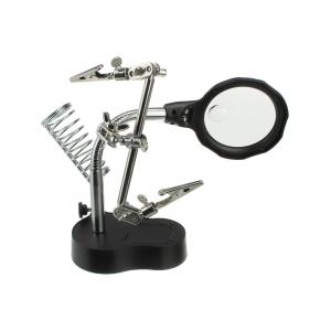 Третья рука с линзой 65мм подсветка/пружина для паяльника подставка