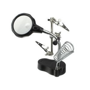 Третья рука с линзой 65мм подсветка/пружина для паяльника подставка