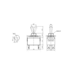 Тумблер 20*30 125В/20А 250В/16А 4 контакта, 2 положения 