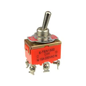 Тумблер 20*30 250В 15А, 6 контактов 3 положения 